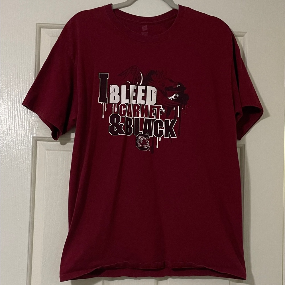 Hanes Garnet Tee with Black and White Graphics